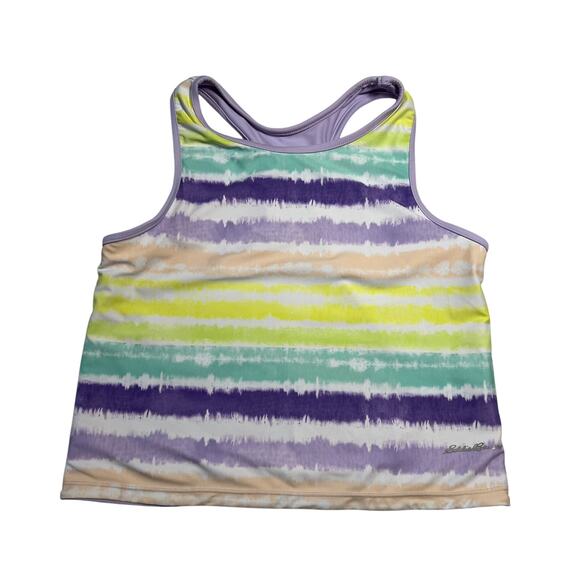 Eddie Bauer Girl's Racerback Bathing Suit Top Size L (14/16) Reversible Tie Dye - Picture 1 of 6